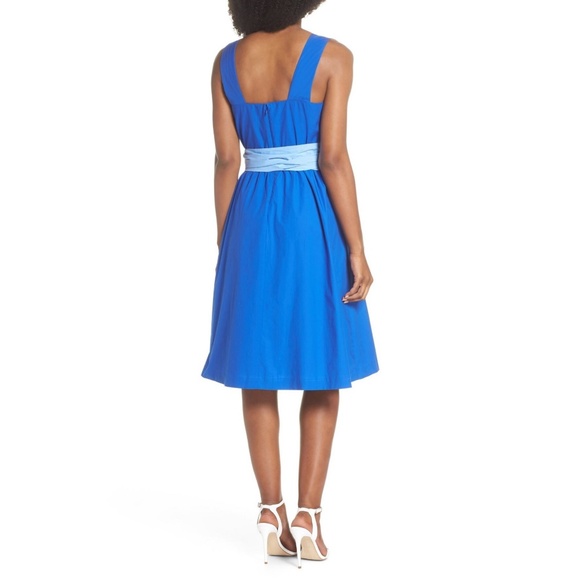 J. Crew Sapphire Two-tone Tie Waist Sheath Dress - Picture 6 of 8